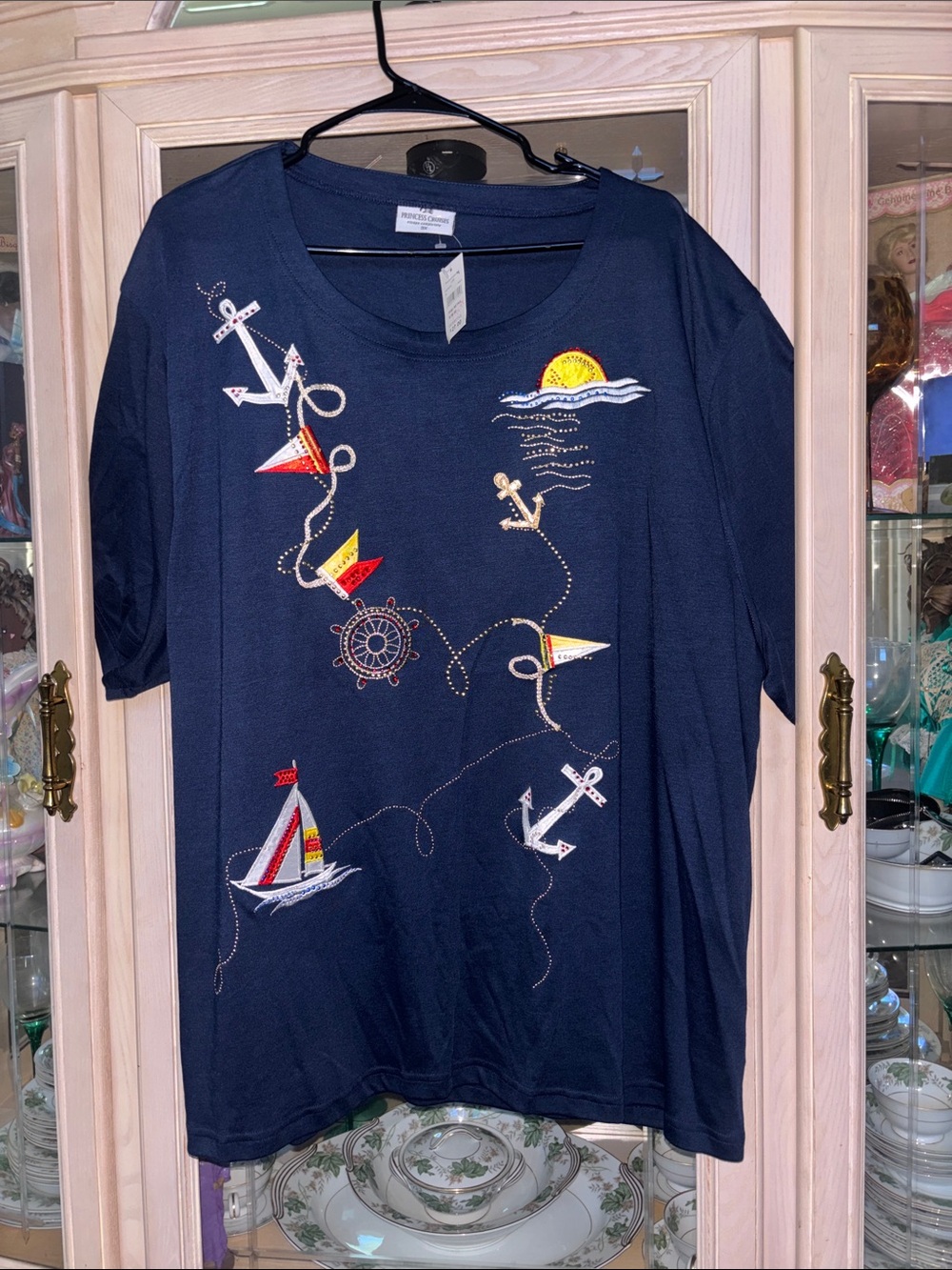 Nautical Embroidered Short Sleeve Tee - Navy